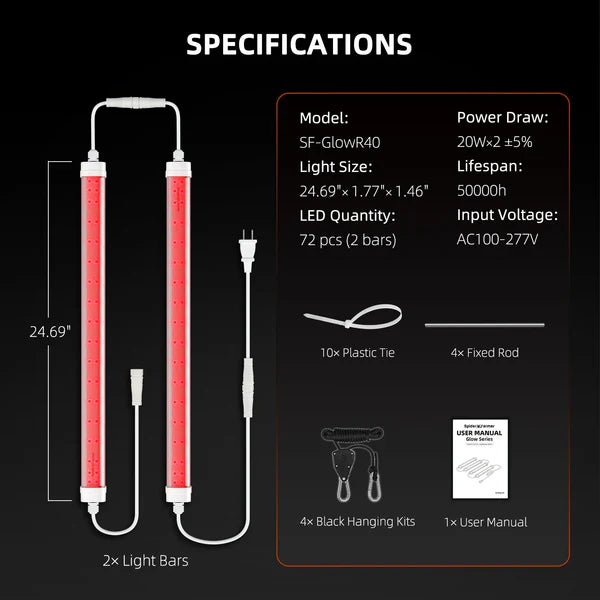 Spider Farmer GlowR40 Deep Red LED Zusatzbeleuchtung 40 Watt