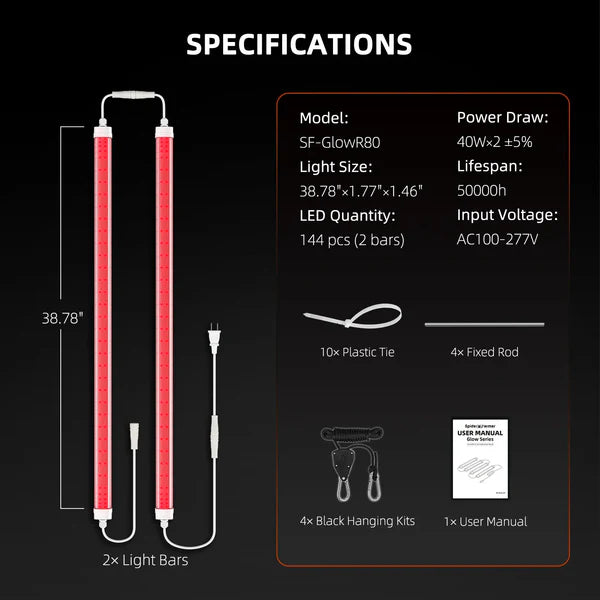 Spider Farmer GlowR80 Deep Red LED Zusatzbeleuchtung 80 Watt