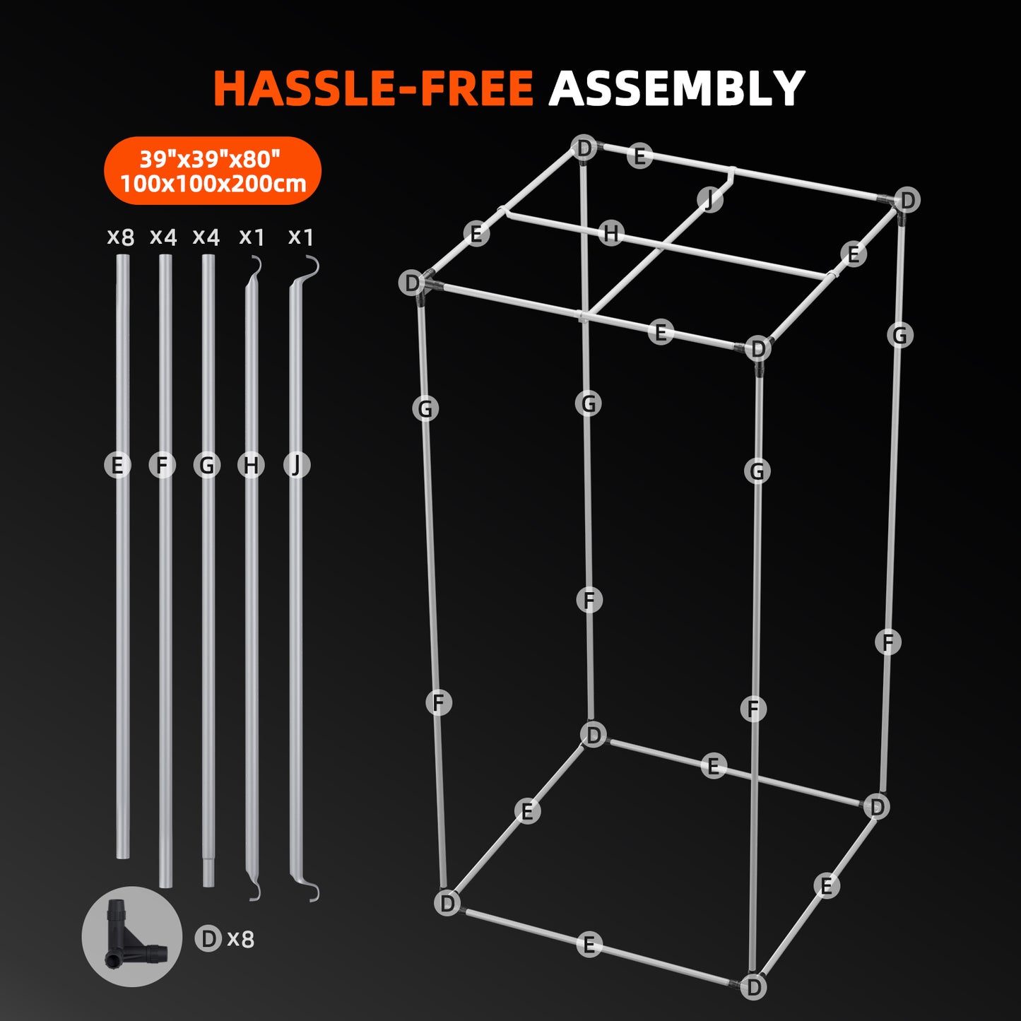 Spider Farmer® 100 cm x 100 cm x 200 cm Indoor-Growzelt 1680D Hydroponik-Pflanzenraum für optimales Pflanzenwachstum und Klimakontrolle