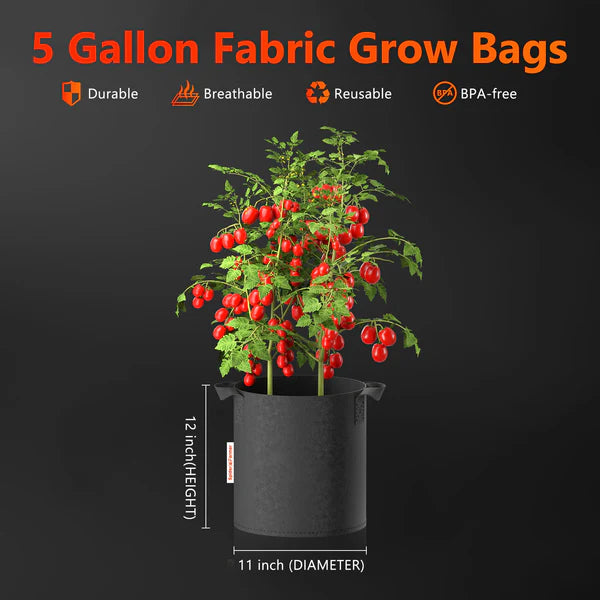 Spider Farmer 5er Set Stofftöpfe 19 L