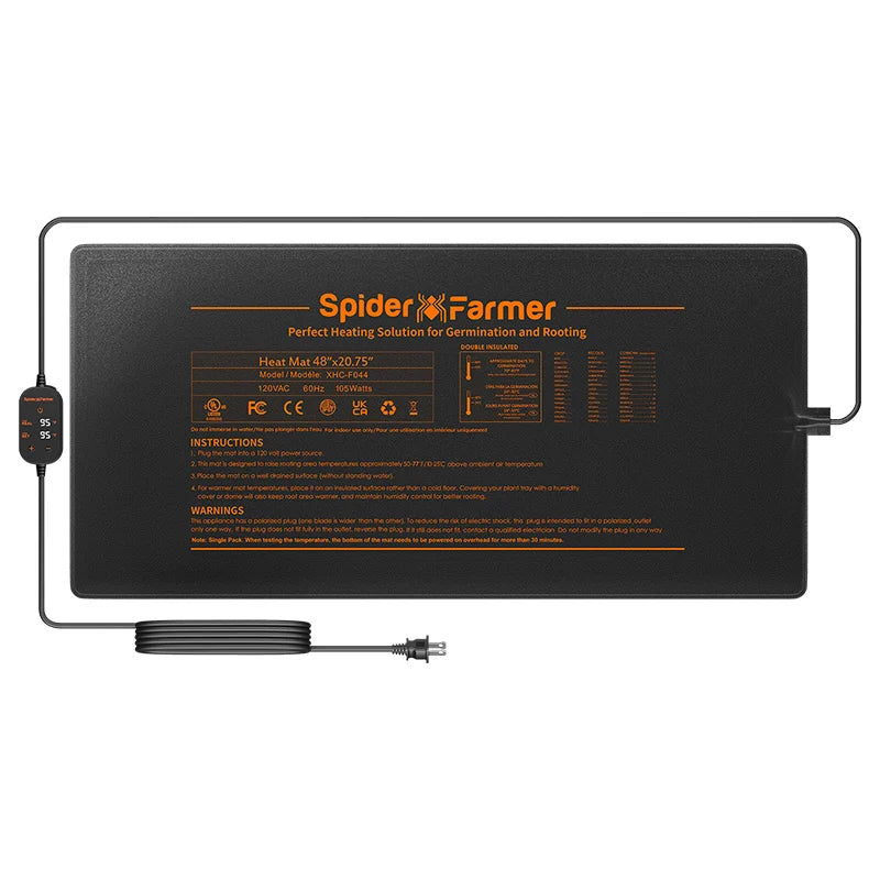 Spider Farmer Heizmatte 121x52 cm mit Thermostat 105 Watt