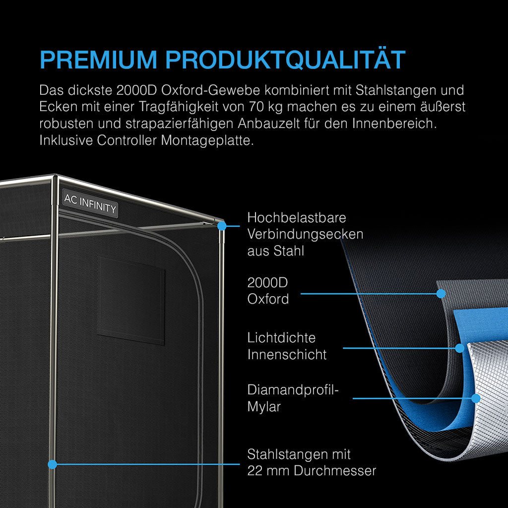 AC Infinity - AI+ Grow Zelt-System PRO 90 x 90 x 180 cm, 3 Pflanzen-Set (GrowTechnology Edition)