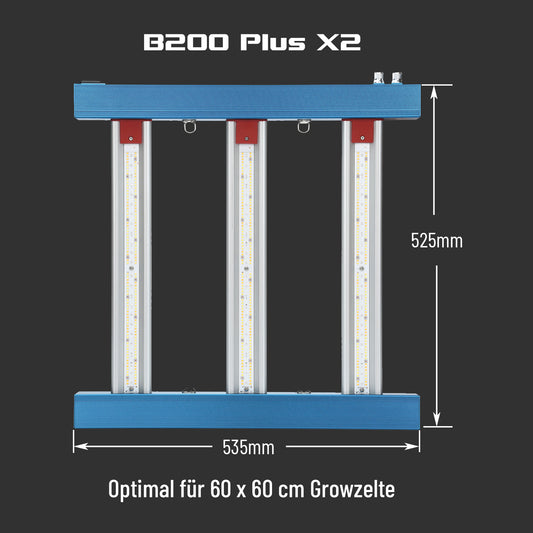 HortiSpectra B200 Plus X2 200W LED-Pflanzenlampe mit zwei Lichtkanälen für alle Wachstumsphasen