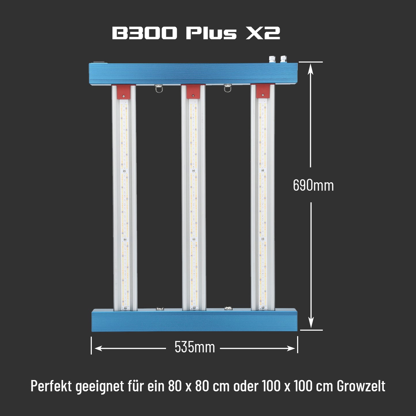 HortiSpectra  - B300 Plus X2 300W LED-Pflanzenlampe mit zwei Lichtkanälen für alle Wachstumsphasen