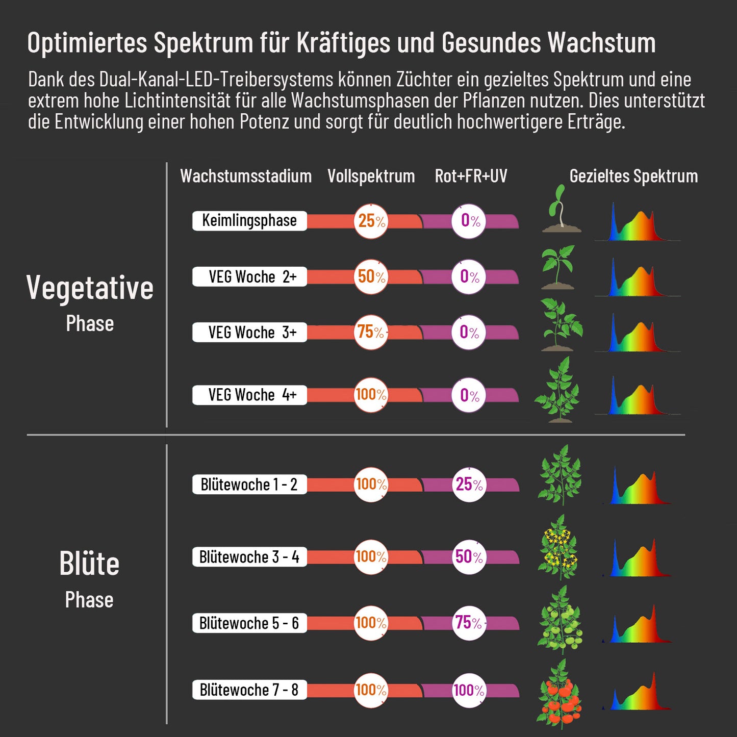 HortiSpectra - QBLE-300 100-300W Gezieltes Vollspektrum-LED-Quantenlicht