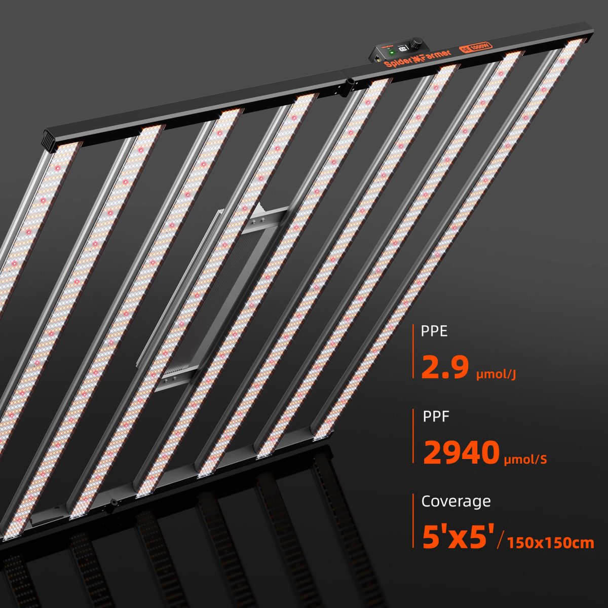 Spider Farmer SE1000W LED-Pflanzenlampe Samsung LM301H EVO für den kommerziellen vertikalen Anbau mit Bluetooth- und WLAN-App-Steuerung (Pflanzenlampe)