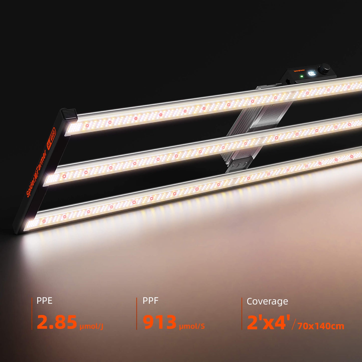 Spider Farmer SE4500 320W LED-Pflanzenlampe, dimmbar für 70x140cm mit Bluetooth- und WLAN-App-Steuerung (Pflanzenlampe)