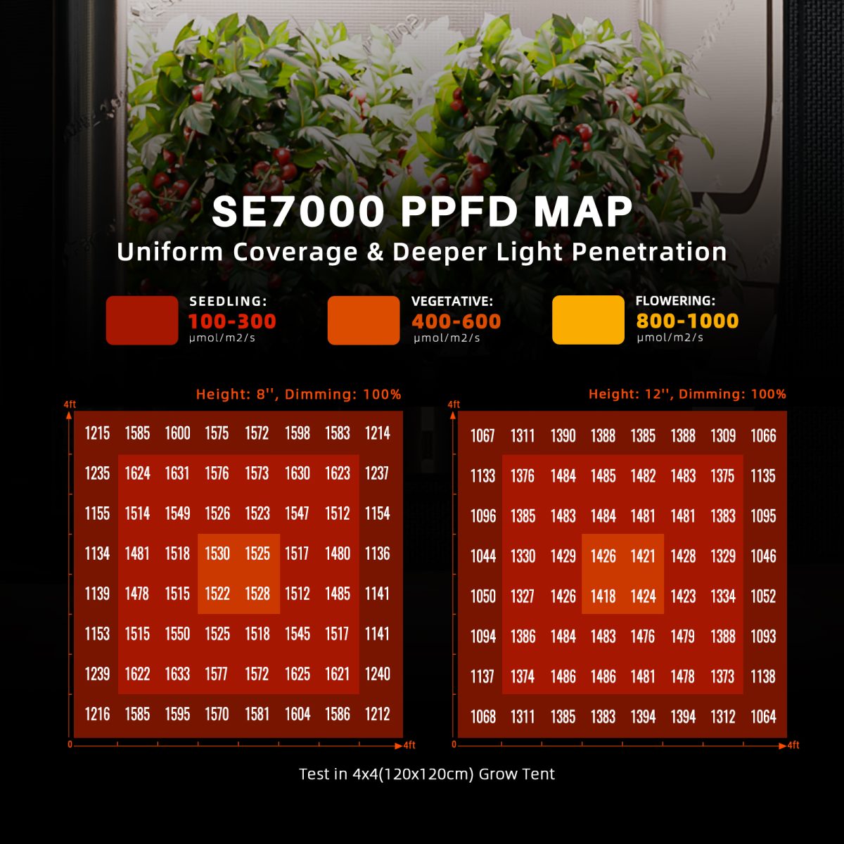Spider Farmer SE7000 730W LED-Pflanzenlampe für Gartenbau und Gewerbe (2026) mit Bluetooth- und WLAN-Steuerung per App