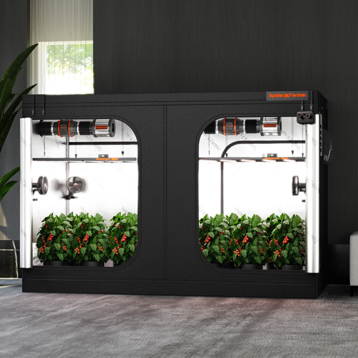 Spider Farmer 240x120x200cm Indoor-Growzelt 1680D Hydroponik-Pflanzenraum für optimales Pflanzenwachstum und Klimakontrolle Growbox