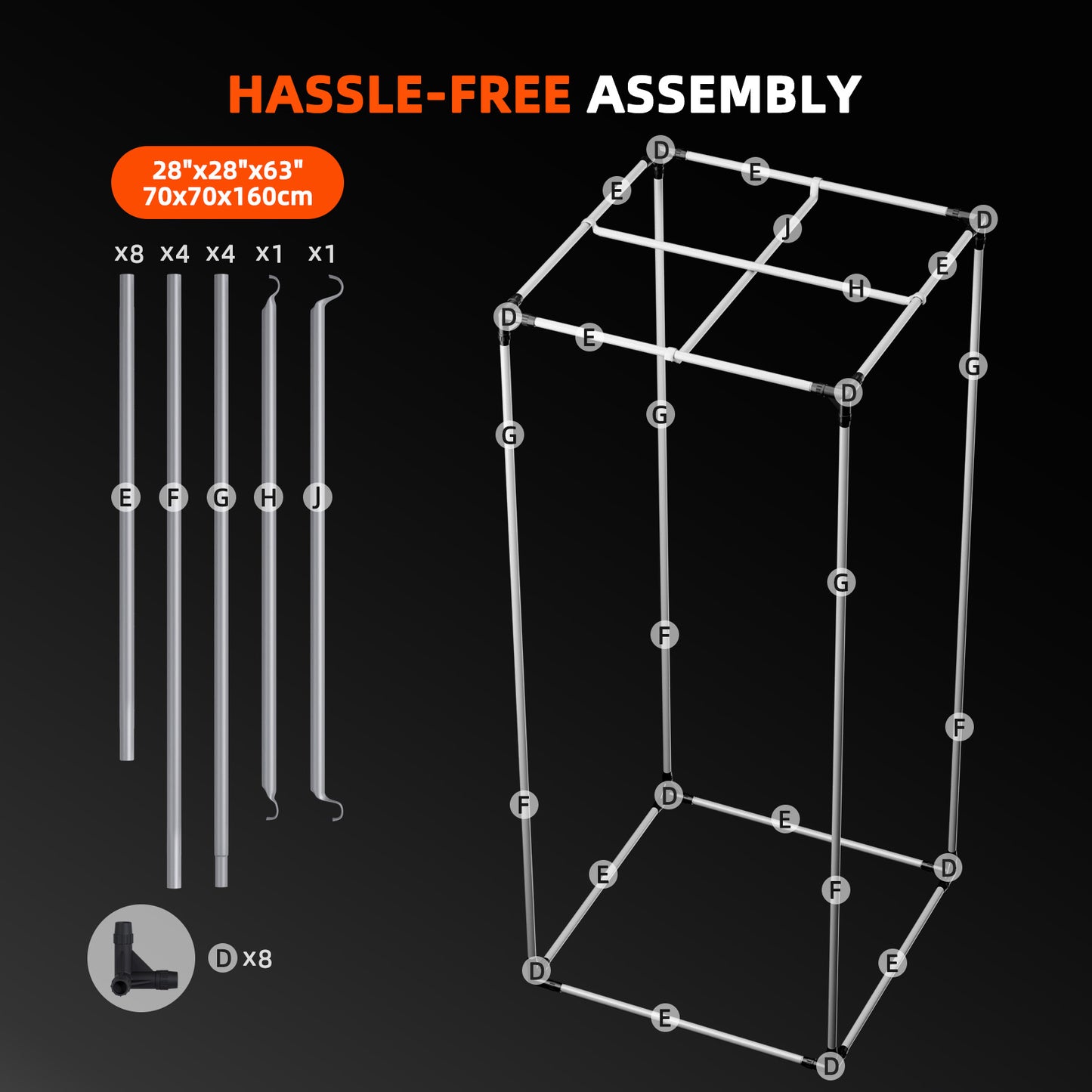 Spider Farmer 70x70x160cm Growzelt für den Innenbereich, Indoor-Growbox, Growzelt 1680D, Hydroponik-Pflanzenraum für optimales Pflanzenwachstum und Klimakontrolle