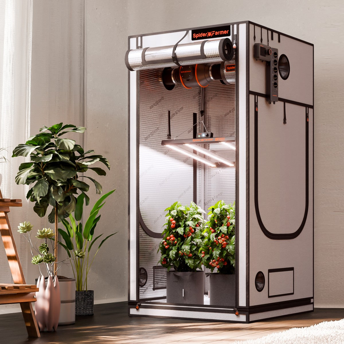 Spider Farmer 90x90x180cm Pro Indoor Grow Tent Growzelt 2000D Hochreflektierende Pflanzen-Anzuchtbox