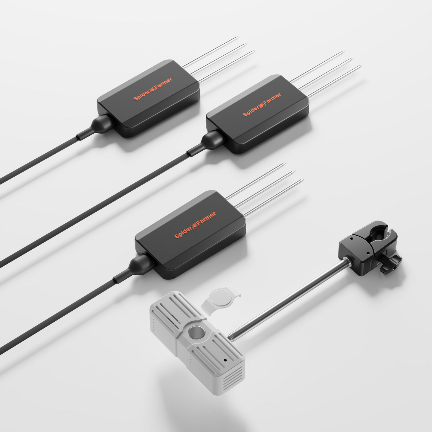 Spider Farmer 3 Stück GGS Smart 3-in-1 Bodensensor Pro | Präzise Tropfbewässerungssteuerung, Substrattypauswahl, Echtzeitüberwachung von Boden-EC, Temperatur und Feuchtigkeit