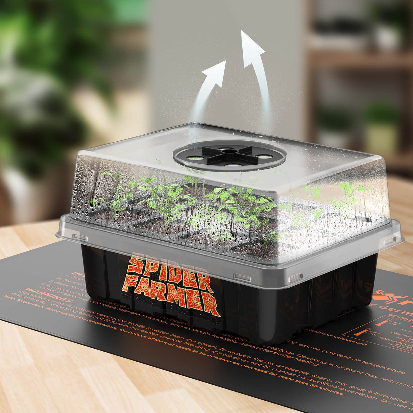 Anfängerfreundlich | Spider Farmer Glow80 80W LED-Pflanzenlampe mit 4 Anzuchtschalen und 52 x 25 cm Anzuchtschale mit Heizmatte für Sämlinge