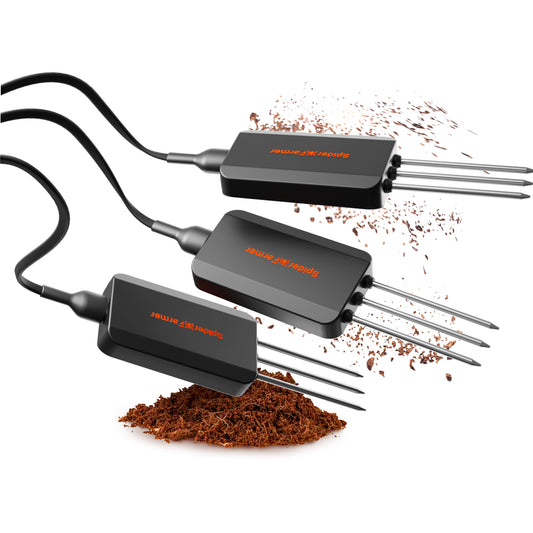 Spider Farmer 3 Stück GGS Smart 3-in-1 Bodensensor Pro | Präzise Tropfbewässerungssteuerung, Substrattypauswahl, Echtzeitüberwachung von Boden-EC, Temperatur und Feuchtigkeit