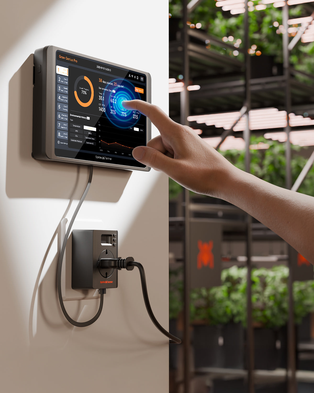 Spider Farmer GGS Pro Controller-Kits | Integriertes Klimamanagement für großflächige, unabhängige Anbauflächen | Ideal für industrielle und kommerzielle Anbauplaner | Temperatur-, Feuchtigkeits- und VPD-Überwachung, Zeitplanung, Bluetooth & WLAN