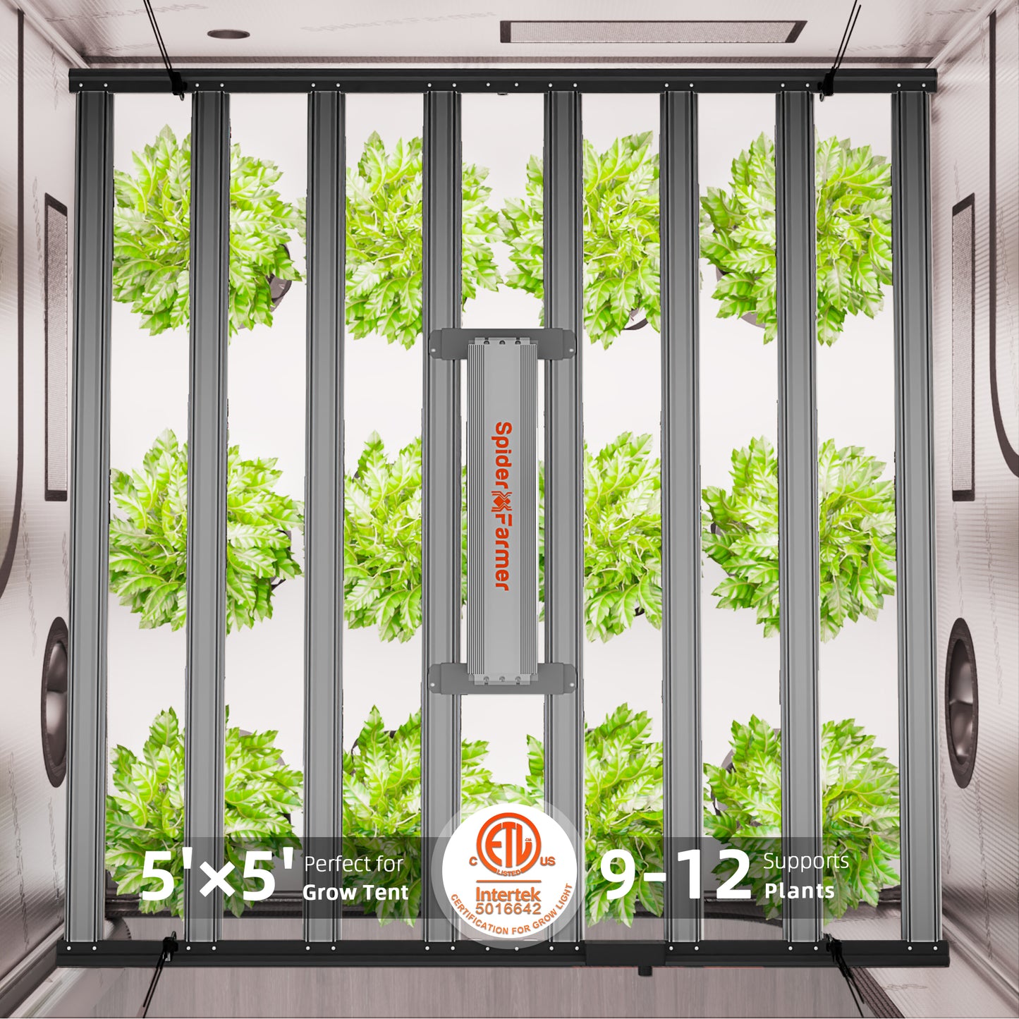 Spider Farmer® G1000W WiFi & Bluetooth App-gesteuerte LED-Pflanzenlampe mit Vollspektrum, dimmbar, für 150x150cm Growzelt