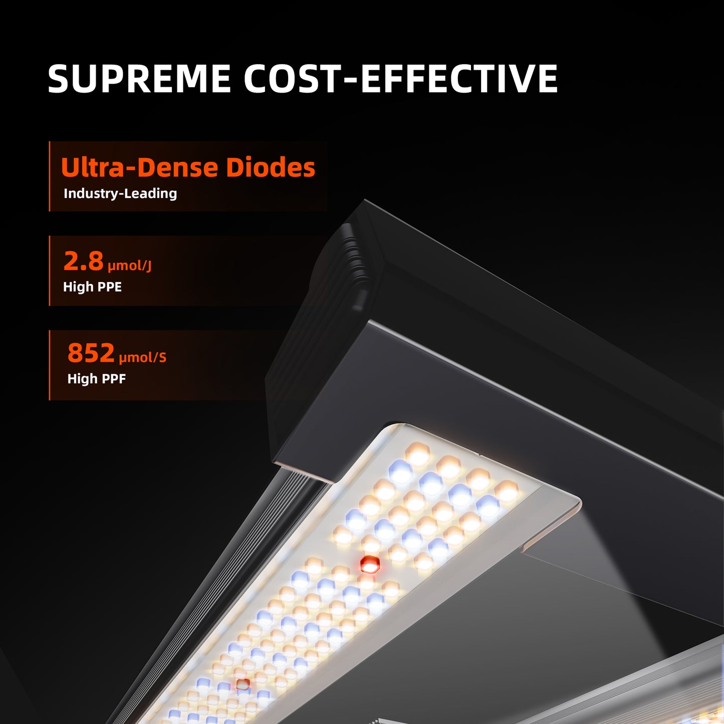 Spider Farmer® G3000 300W WLAN- und Bluetooth-gesteuerte LED-Pflanzenlampe mit Vollspektrum, dimmbar, für Growzelte von 60x60cm bis 90x90cm