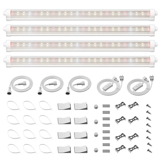 Spider Farmer GlowBar 40W Dimmbare Vollspektrum-LED-Pflanzenlichtstreifen für Zimmerpflanzen, IP65 wasserdicht, verkettbar, energieeffizient und einfach zu installieren, ideal für Pflanzenständer und Gewächshäuser (4er-Pack)