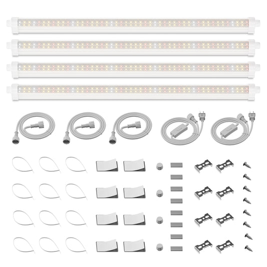 Spider Farmer GlowBar 80W Vollspektrum-LED-Pflanzenlampenstreifen für Zimmerpflanzen, IP65 wasserdicht, 4er-Pack, verkettbar, energieeffizient und einfach zu installieren, ideal für Pflanzenständer und Gewächshäuser