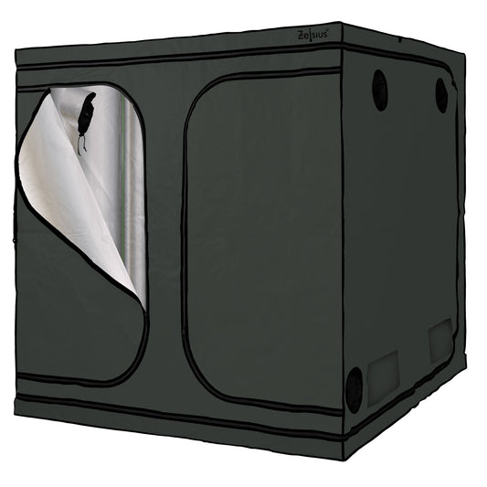 ZELSIUS Grow Tent 200 x 200 x 200 cm Grau/Schwarz Pflanzenzucht Indoor