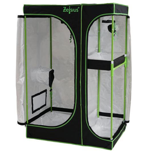 Zelsius Grow Tent 90 x 60 x 135 cm Schwarz/Grün Pflanzenzucht Indoor
